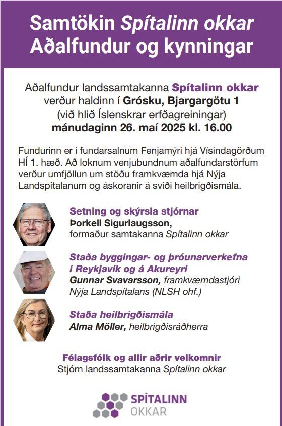 Aðalfundur Spítalans okkar mánudaginn 26.5.2025