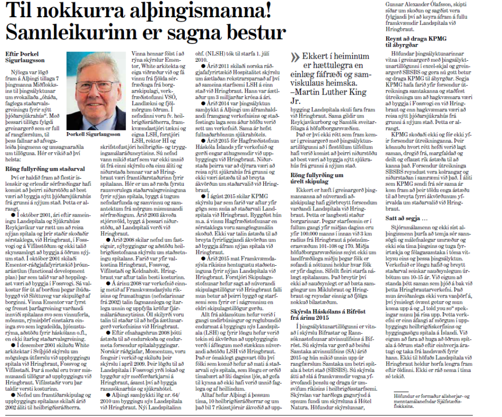 Grein Þorkels Sigurlaugssonar í Mogganum 24.2.18