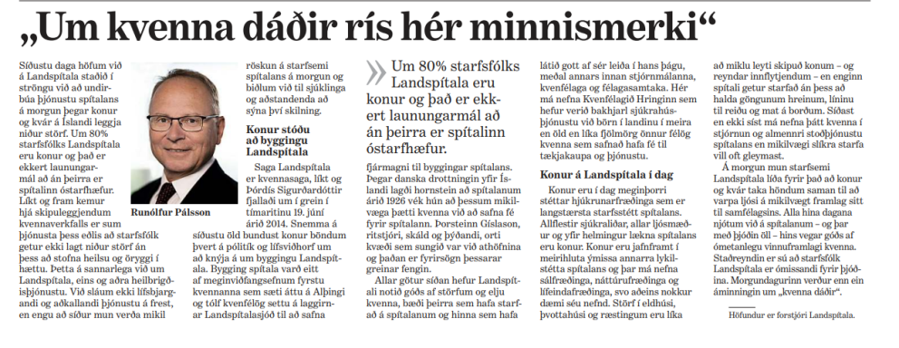 Góð grein hjá Runólfi Pálssyni forstjóra LSH í Morgunblaðinu 23.10.23