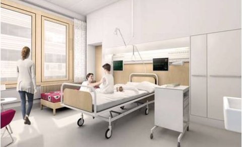 Dæmi um sjúkrastofu í nýjum spítala